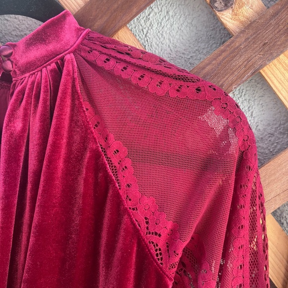 Free People Lace Velvet Boho Top - Picture 5 of 12